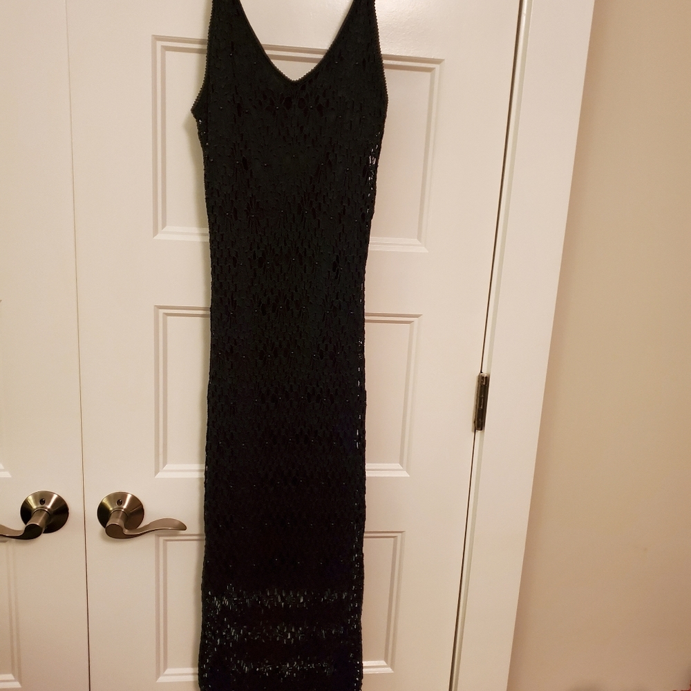 VALENTI COCKTAIL BLACK CROCHET DRESS